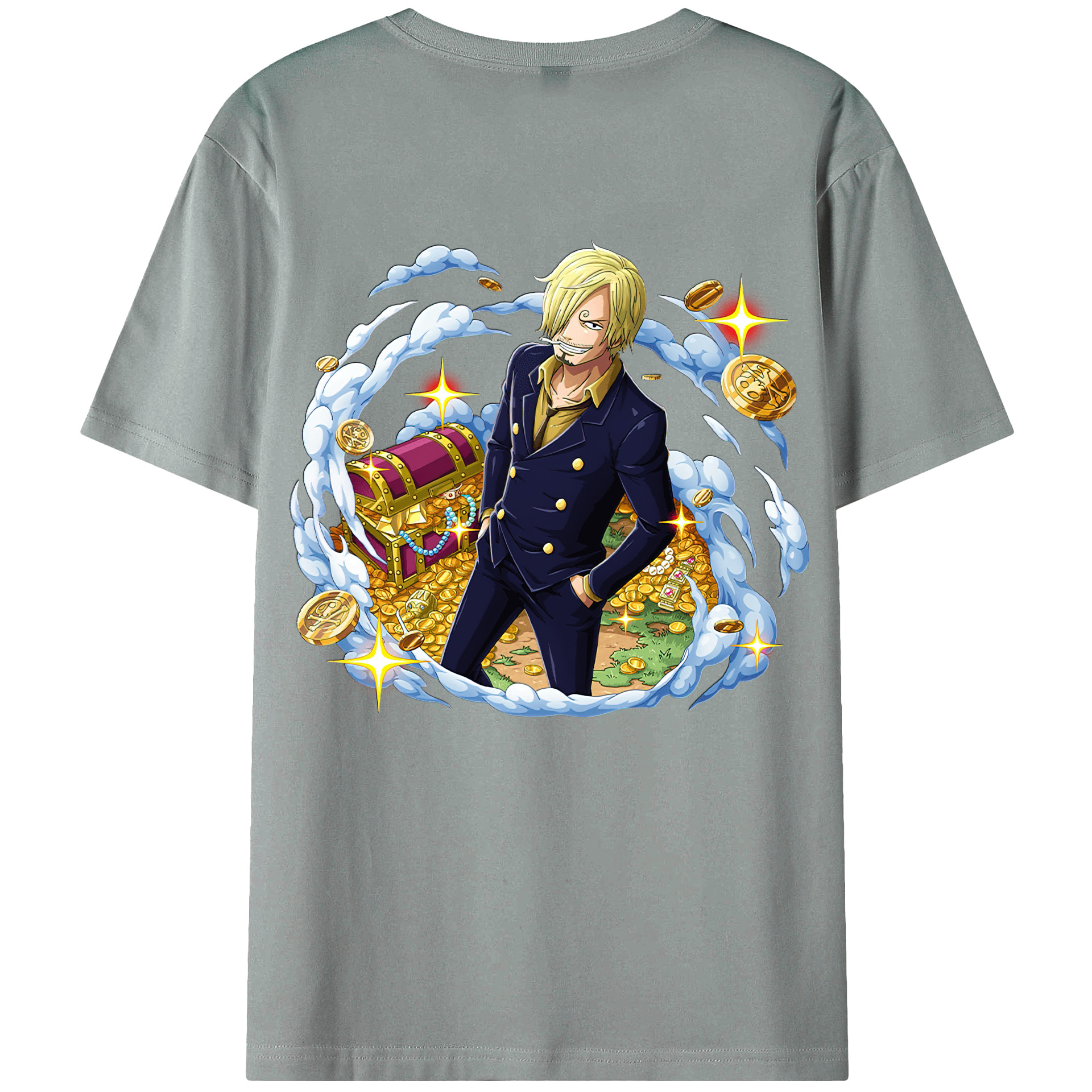 （画像用） ワンピース サンジ ONE PIECE Sanji 綿100％ メンズ半袖Tシャツ（バックプリント） 通気性